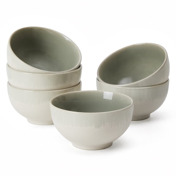 Pokini Stoneware Dinnerware Sets for 6, Soup Bowls
