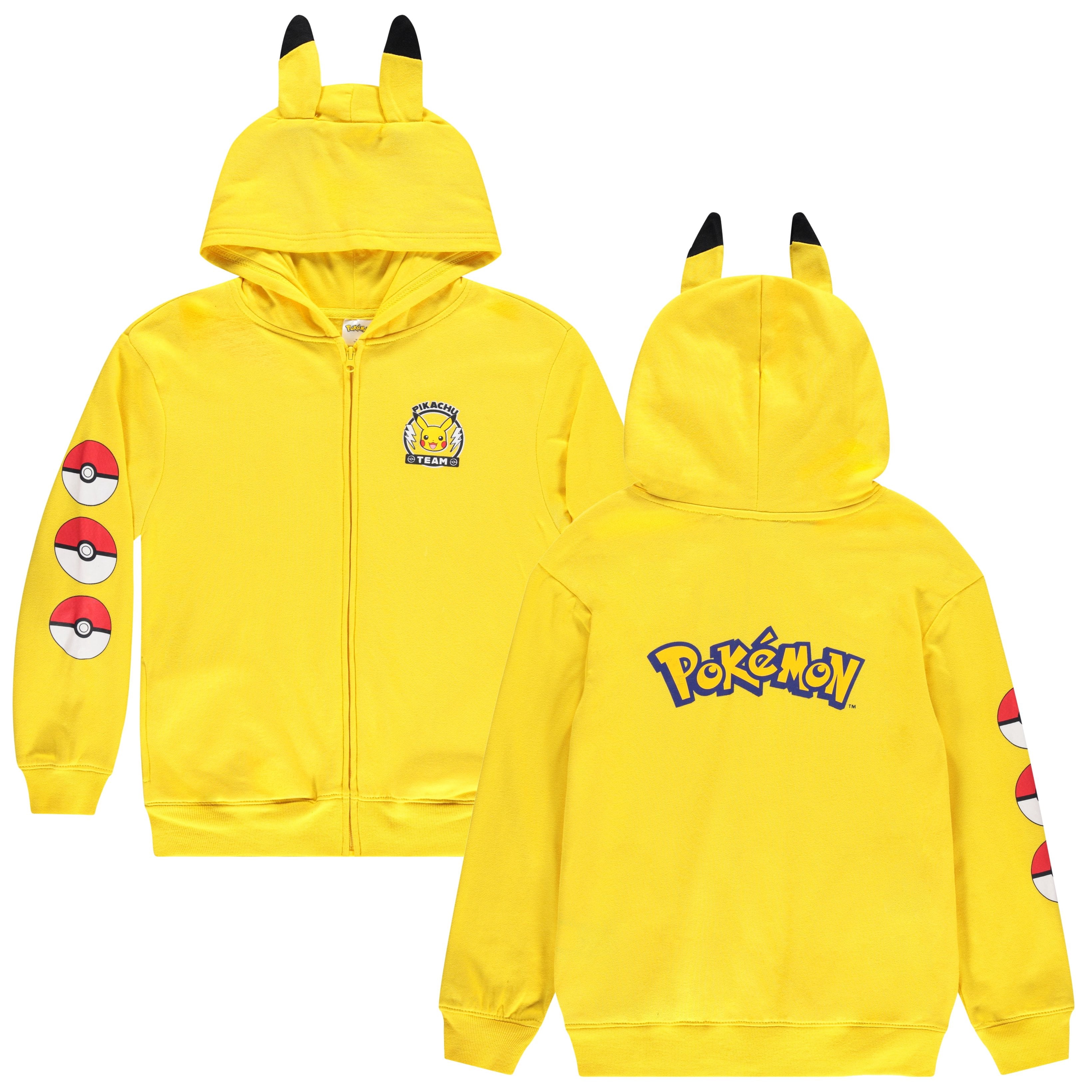 Pokemon Pikachu Costume Hoodie with 3D Ears, Long Sleeve Hooded Sweatshirt, Boys S-XL