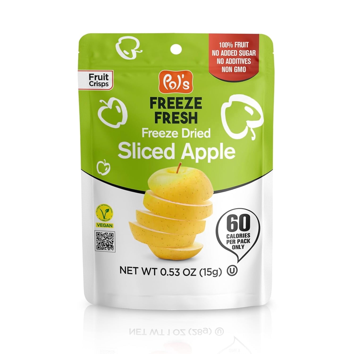 Pol’s Freeze Fresh Premium Freeze Dried Apples Sliced | Non-GMO, Kosher, Vegan, Gluten-Free, No Additives, No Added Sugar | 0.53 Oz (Pack of 12)