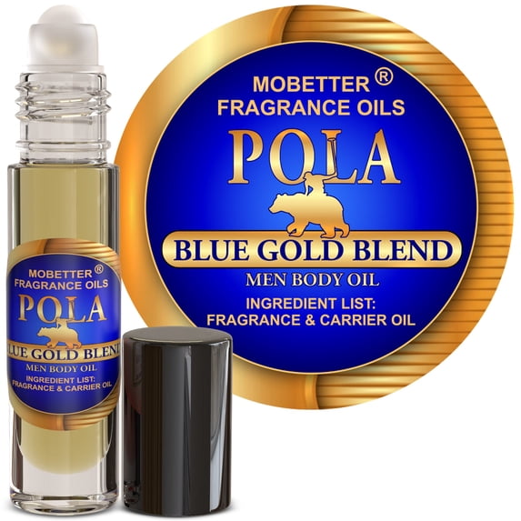 Pola Blue Gold Blend Cologne Fragrance Body Oil for Men by Mobetter Fragrance Oils
