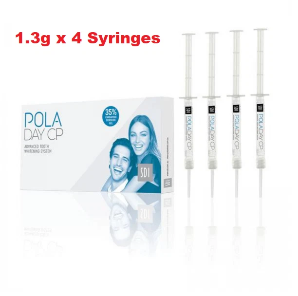 Poladay CP 35% Gel Advanced Teeth Whitening System 4 x 1.3g Syringes with 8 Tips