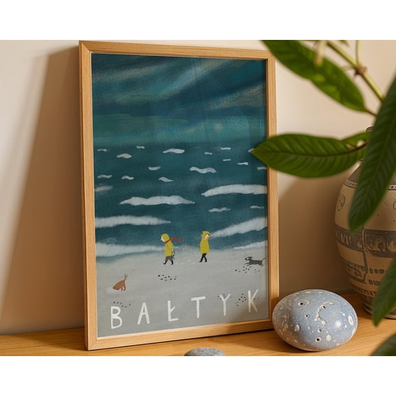 Poland Baltic Sea Wall Art, Polish Beach Vintage Poster, Unframed Paper Poster 8x10in
