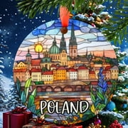 Poland Christmas Ornament, Ceramic, Acrylic - Tropical Pacific Travel Souvenir, Holiday Tree Hanging Decor, Memento 2025, Gift for Adventurers, Collectible