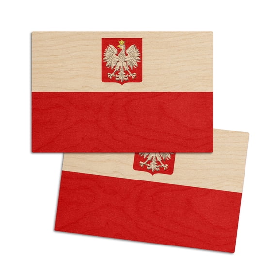 Poland Country Flag, Letterpress (4x6 Birch Wood Postcards, 2-Pack Stationary, Rustic Home Wall Decor)