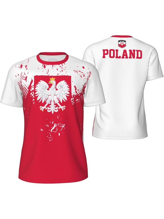 Poland Flag Grain T-Shirt for Running Soccer Tennis Fitness Sports Jerseys Shirts