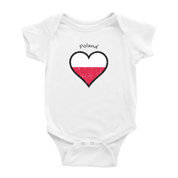 Poland Flag Heart Love Cute Baby Clothing Bodysuits Boy Girl Clothes