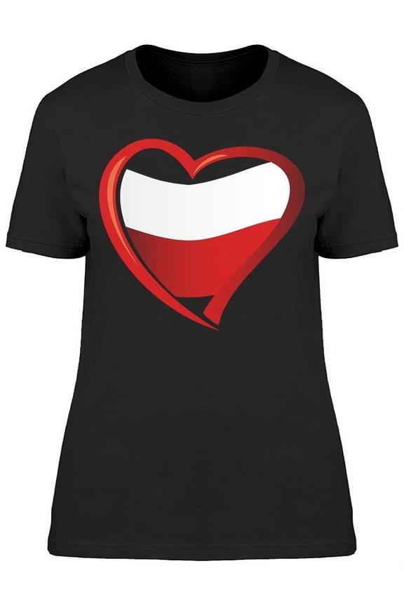 Poland Flag Heart T-Shirt Women -Image by Shutterstock, Female Medium
