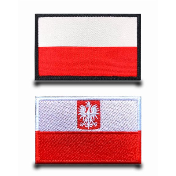 Poland Flag Patches 2 Pack Hook and Loop Embroidered Patch for Clothing Bags Jackets Hats