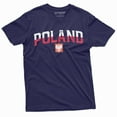 thumbnail image 1 of Poland Flag T-Shirt Polish Coat Of Arms Eagle Mens Polska Tee Shirt (Small Navy Blue), 1 of 5