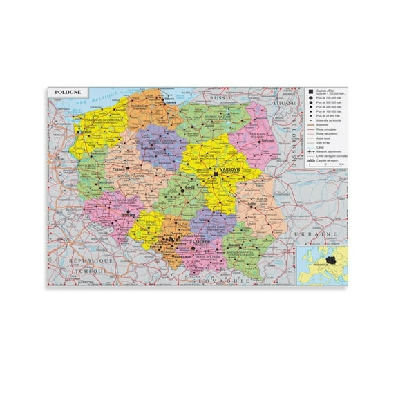 Poland Map Posters Posters Art Print Wall Photo Paint Poster Hanging Picture Family Bedroom Decor Gift 08x12inch(20x30cm)