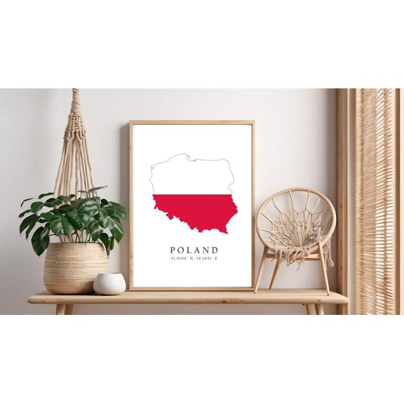 Poland Map Print Polish Flag Home Decor