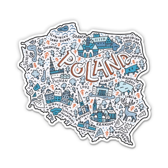 Poland Map Travel - 5" Vinyl Sticker - For Car Laptop I-Pad - Waterproof Decal