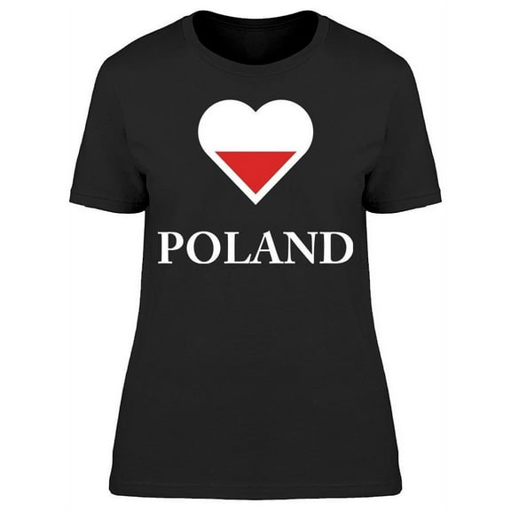 Poland National Flag Heart T-Shirt Women -Image by Shutterstock, Female XX-Large