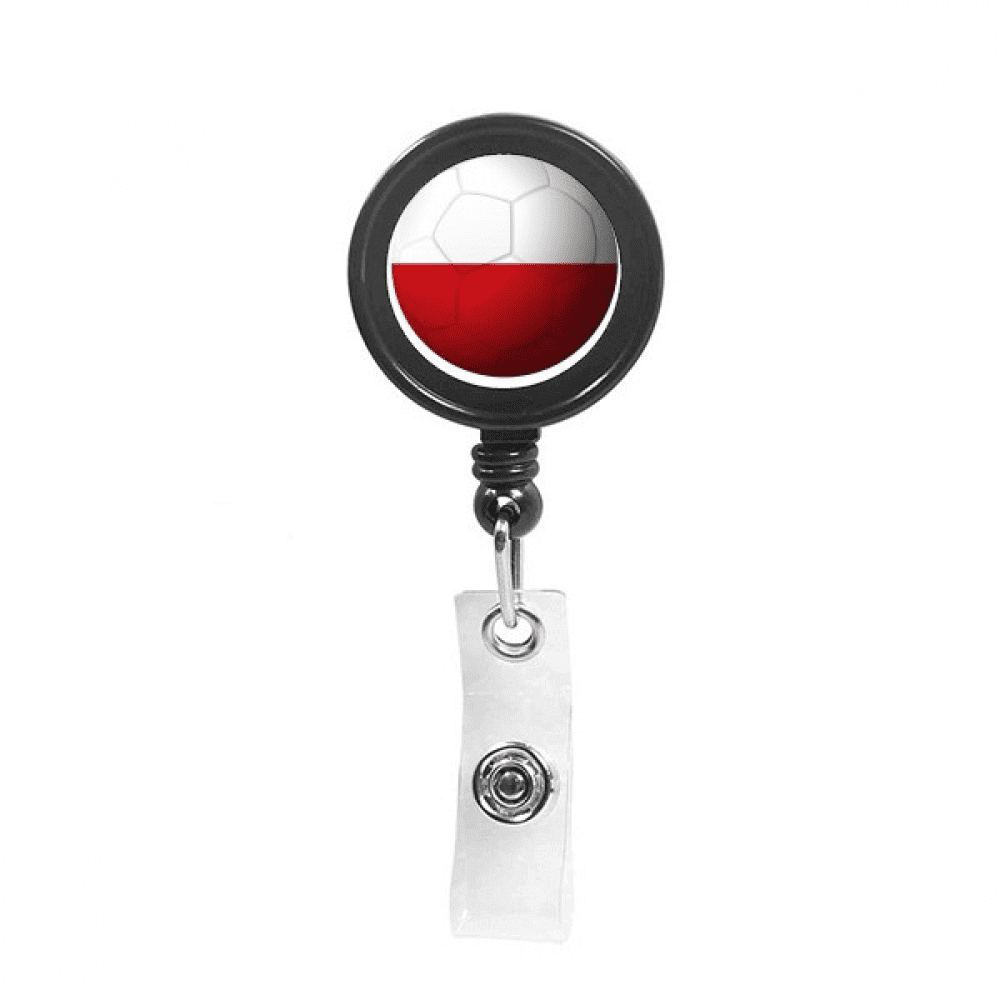 Poland National Flag Soccer Football Retractable Keychain Badge Holder ID Badge