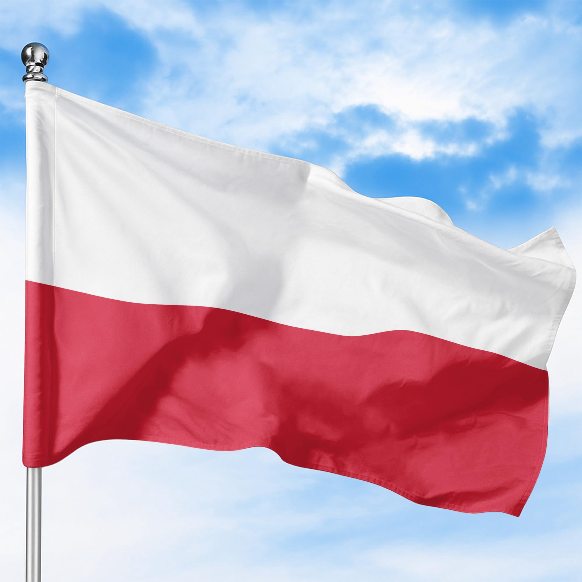 Poland Outdoor Flag (3x5ft) by DreamController - Durable, Fade-Resistant Polyester, Double-Stitched, Brass Grommets - HD Printed Eastern Europe Flag - Made in USA