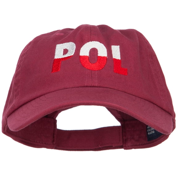 Poland POL Flag Embroidered Low Profile Cap - Wine OSFM