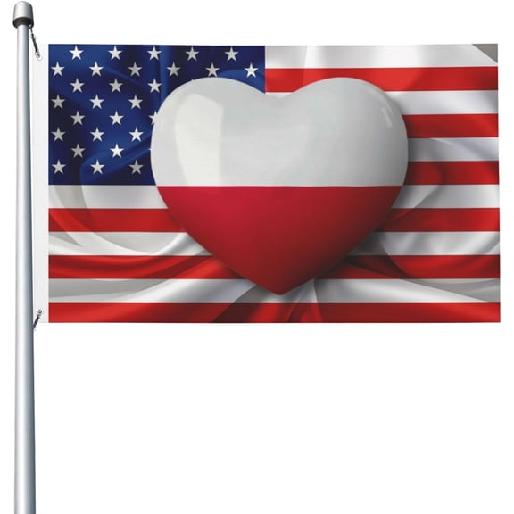 Poland Polish American Flag American Love 3x5 Ft Breeze Banner Double Sided Vivid Color And Fade Proof 100% Polyeste