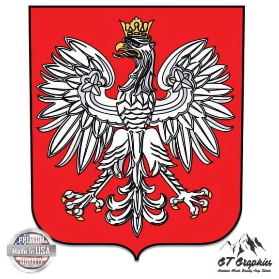 Poland Polish Eagle Polska - 5" Vinyl Sticker - For Car Laptop I-Pad - Waterproof Decal