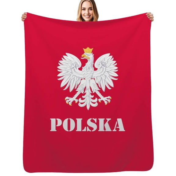 Poland Polish Flag - Polish Eagle Flannel Blanket Warm Soft Bedding Throws Winter Camping Chair Sofa Bed