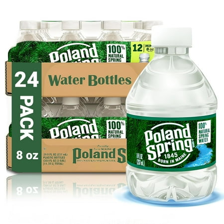 2pcs Poland Spring 100% Natural Premium Spring Water - Small, Mini 8 Fl Oz Bottles | Pack of 24