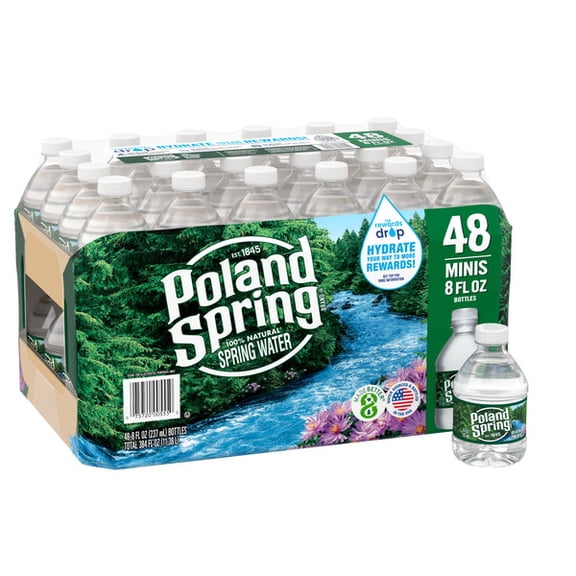 Poland Spring 100% Natural Spring Water, 8 fl oz Bottles (48 Count)