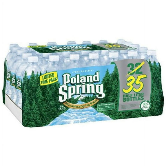 Poland Spring Bottled w-a-t-e-r 16.9 oz Plastic Bottles - Pack of 35