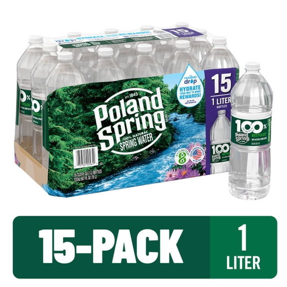 Poland Spring Maine Spring Water, 1 Liter Bottles (15 Pack)