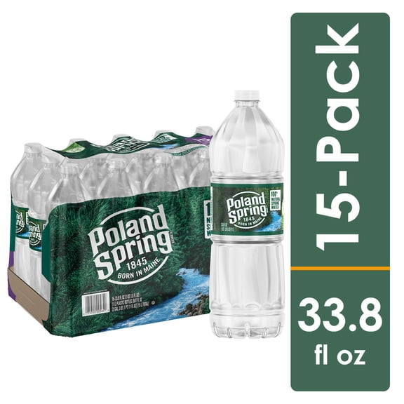 Poland Spring Maine Spring Water, 33.8 fl oz, 15 Pack Plastic Bottles