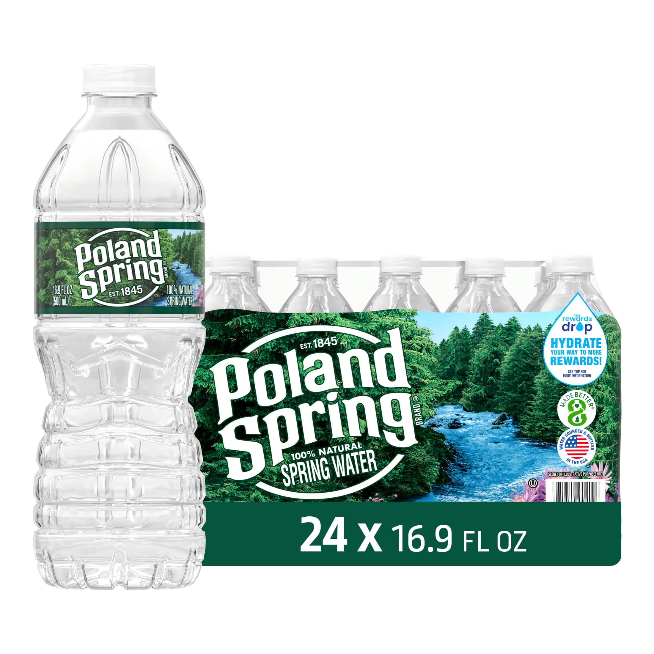 Poland Spring Maine Spring Water, 16.9 Fl Oz, 24-Pack Plastic Bottles