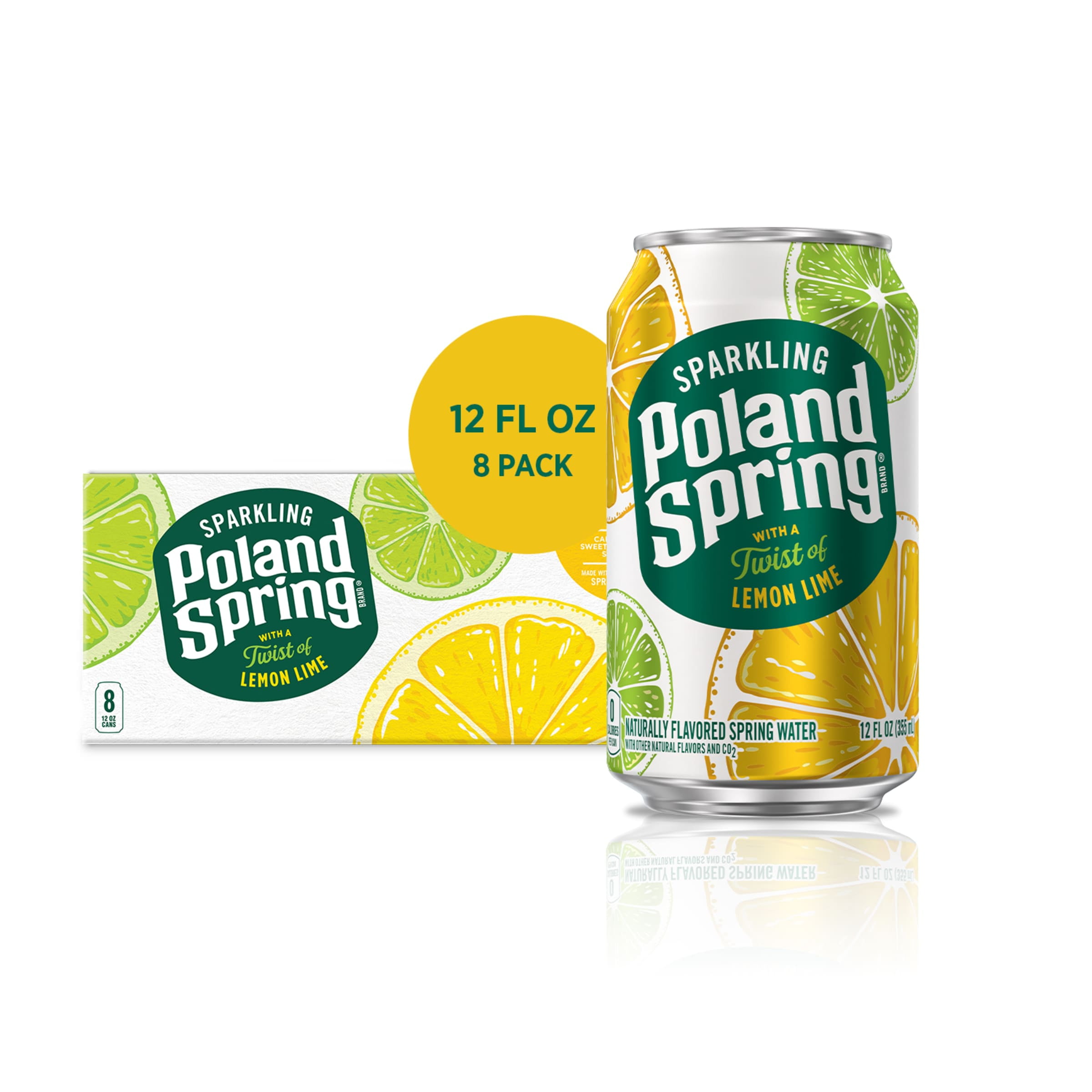 Poland Spring Sparkling Water, Lemon Lime, 12 oz. Cans (8 Count)