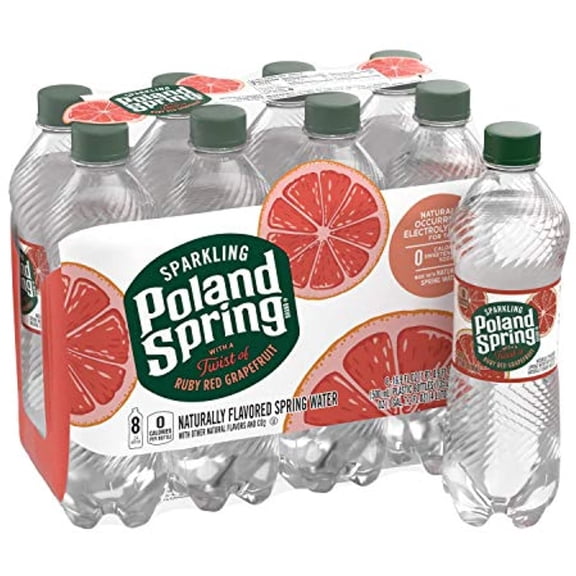 Poland Spring Sparkling Water, Red Ruby Grapefruit, 16.9 Fl Oz, Pack Of 8