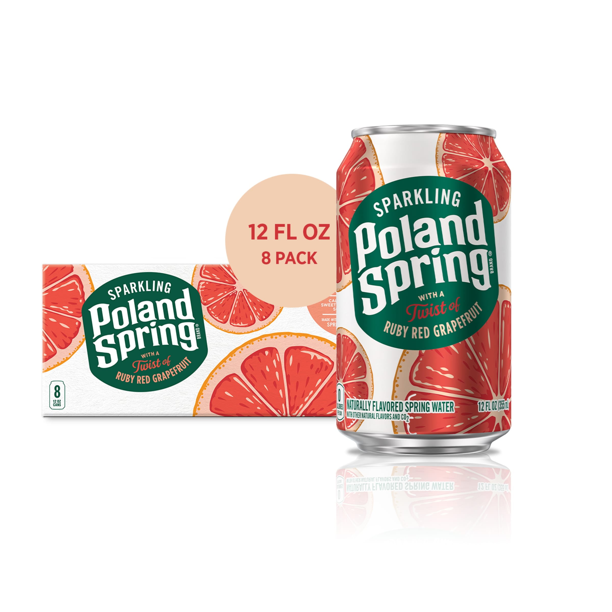 Poland Spring Sparkling Water, Ruby Red Grapefruit, 12 oz. Can (8 Count