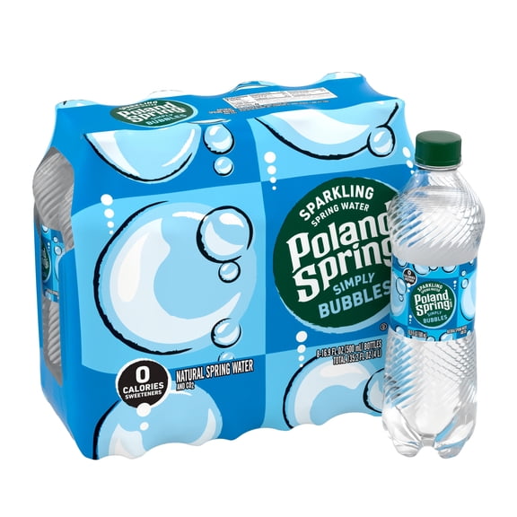 Poland Spring Sparkling Water, Simply Bubbles, 16.9 oz. Bottles (8 Count)
