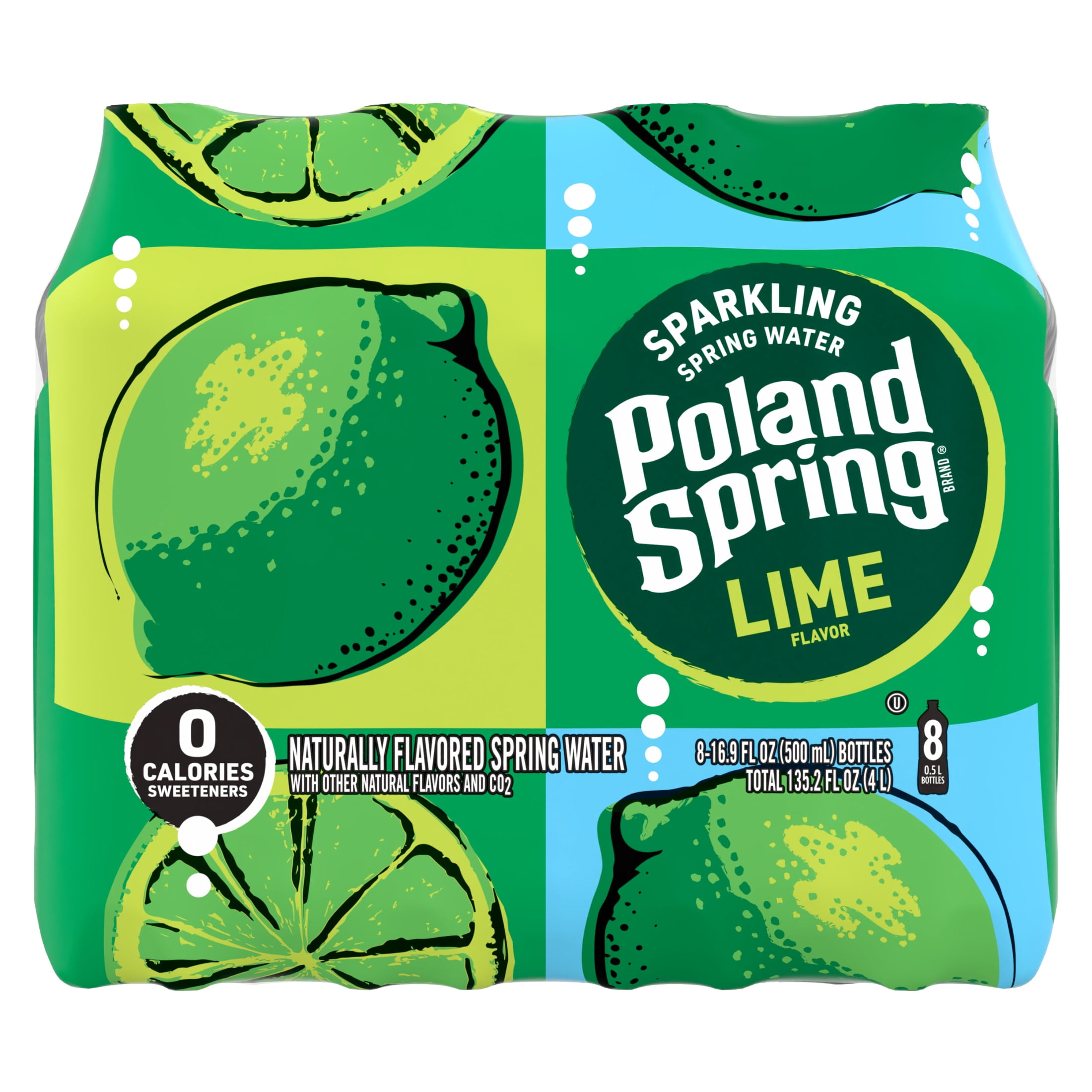 Poland Spring Sparkling Water, Zesty Lime, 16.9 oz. Bottles (8 Count)