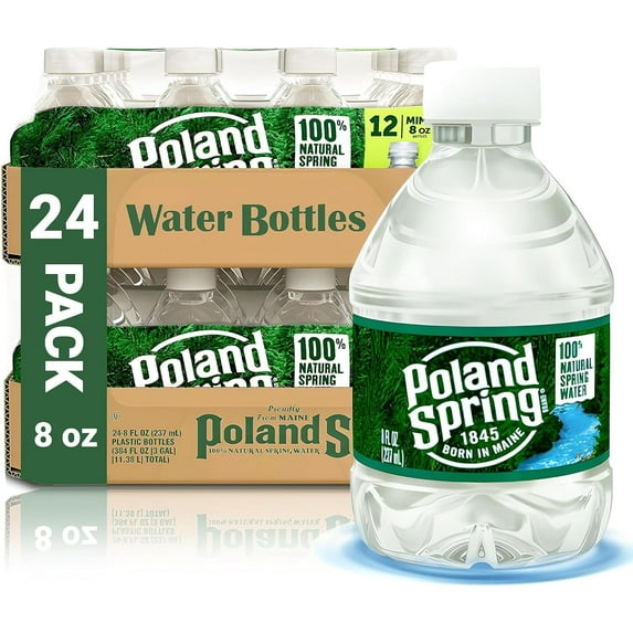 Poland Spring Water Bottles 24 Pack, Mini Water Bottle, 8 - Bottled Water, Small Water Bottles, 8 oz water bottles Drinking Water - Bottled Water - Spring Water Bottles 24 Pack