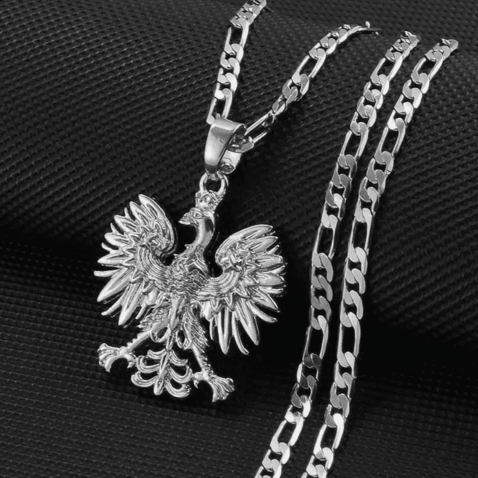 Poland Symbol Eagle 14K Gold Pendant Necklaces for Women Men,Polska Poles Jewelry