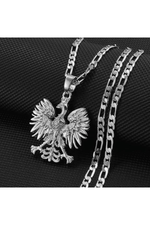 Poland Symbol Eagle 14K Gold Pendant Necklaces for Women Men,Polska Poles Jewelry