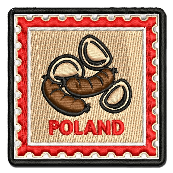 Poland Travel Sausages and Pierogies Applique Multi-Color Embroidered Hook & Loop Patch - 2.0 Inch Mini