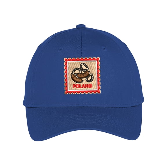 Poland Travel Sausages and Pierogies Low Profile Cotton Adjustable Baseball Cap Dad Hat for Men Women Embroidered Design - Blue