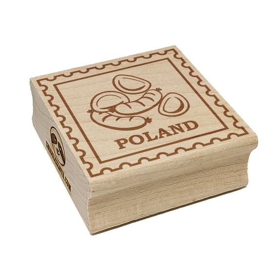 Poland Travel Sausages and Pierogies Square Rubber Stamp Stamping Scrapbooking Crafting - Medium 1.75in