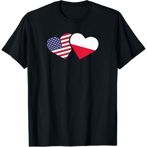 Poland USA Flag T Shirt Heart Polish American Love T-Shirt mens t shirt,black,women,funny,misfits,men,journey,t-shirt