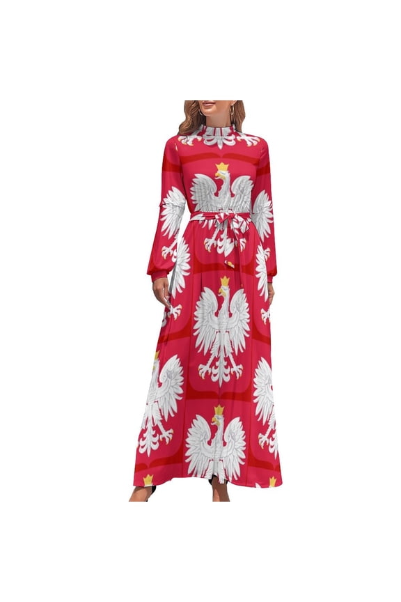 Poland coat of arms Long Dress long sleeve dresses Party dresses for women Women's summer dress