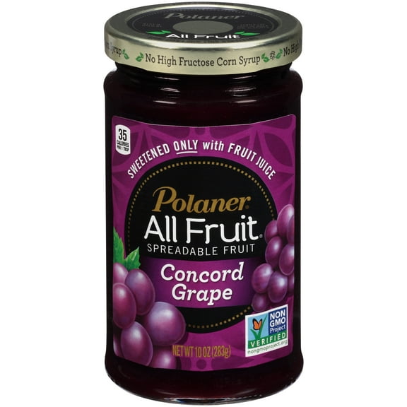 Polaner All Fruit Gluten Free Concord Grape Spreadable Fruit, Grape Fruit Spread, 10 oz