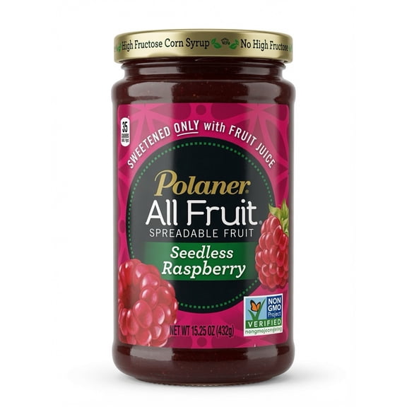Polaner All Fruit Gluten Free Seedless Raspberry Spreadable Fruit, Raspberry Fruit Spread, 15.25 OZ