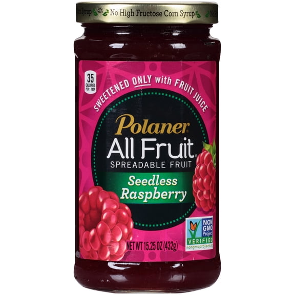 Polaner All Fruit Gluten Free Seedless Raspberry Spreadable Fruit, Raspberry Fruit Spread, 15.25 OZ