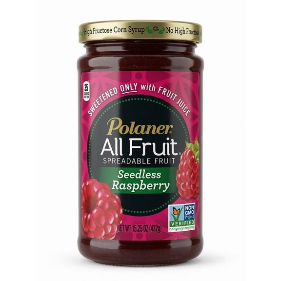 Polaner All Fruit Gluten Free Seedless Raspberry Spreadable Fruit, Raspberry Fruit Spread, 15.25 OZ