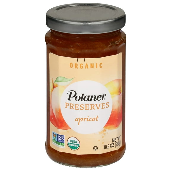 Polaner Organic Apricot Preserves, Fruit Spread, Non-GMO, Gluten Free, 10.3 oz Jar