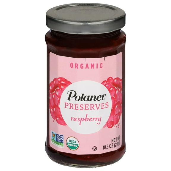 Polaner Organic Raspberry Preserves, Fruit Spread, Non-GMO, 10.3 oz Jar