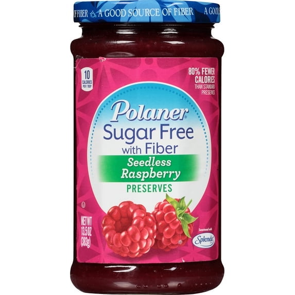 Polaner Sugar Free Seedless Raspberry With Fiber, 13.5 Oz (Pack of 4)