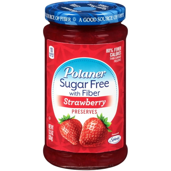 Polaner Sugar Free with Fiber Strawberry Preserves, Kosher, 13.5 oz Jar